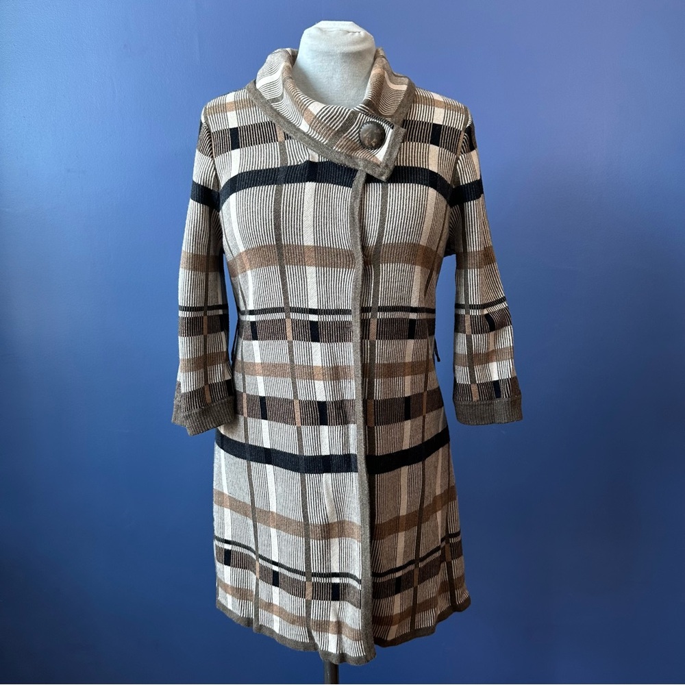 NIC+ZOE Plaid Silk Cotton Knit Sweater Medium